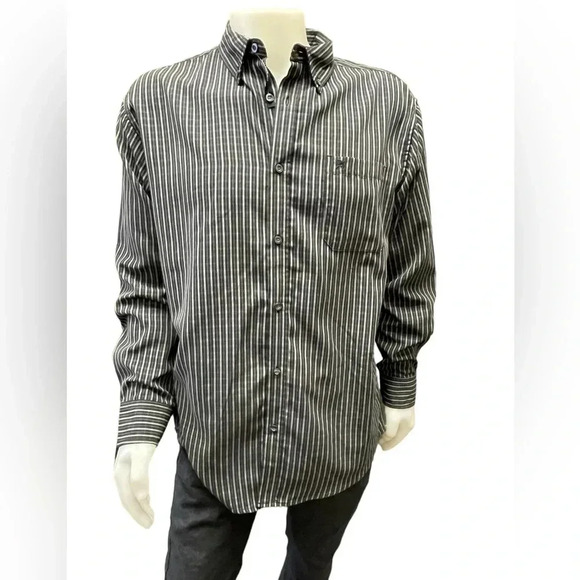 Arnold Palmer Other - Arnold Palmer  Grey & Black Striped Dress Shirt Size Large 42-44